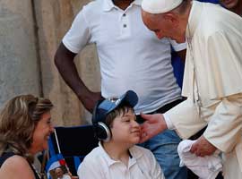 Pope Francis blesses a young man in Cuba. CNS Photo/Paul Haring