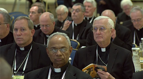 Bishops praying at the USCCB General Assembly 2016 November