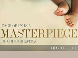 This image for the 2014 USCCB Respect Life program shows an infant's feet and illustrates the theme 