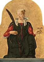 A depiction of St. Lucy by Francesco del Cossa. National Gallery of Art, Samuel H. Kress Collection.