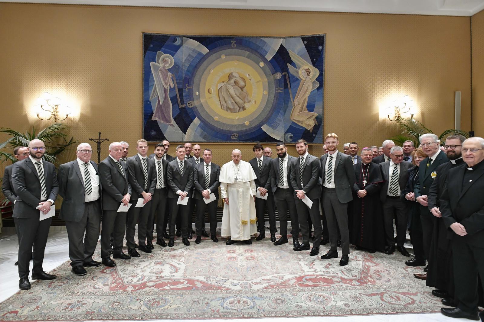 Pope Francis with Celtic F.C. soccer team