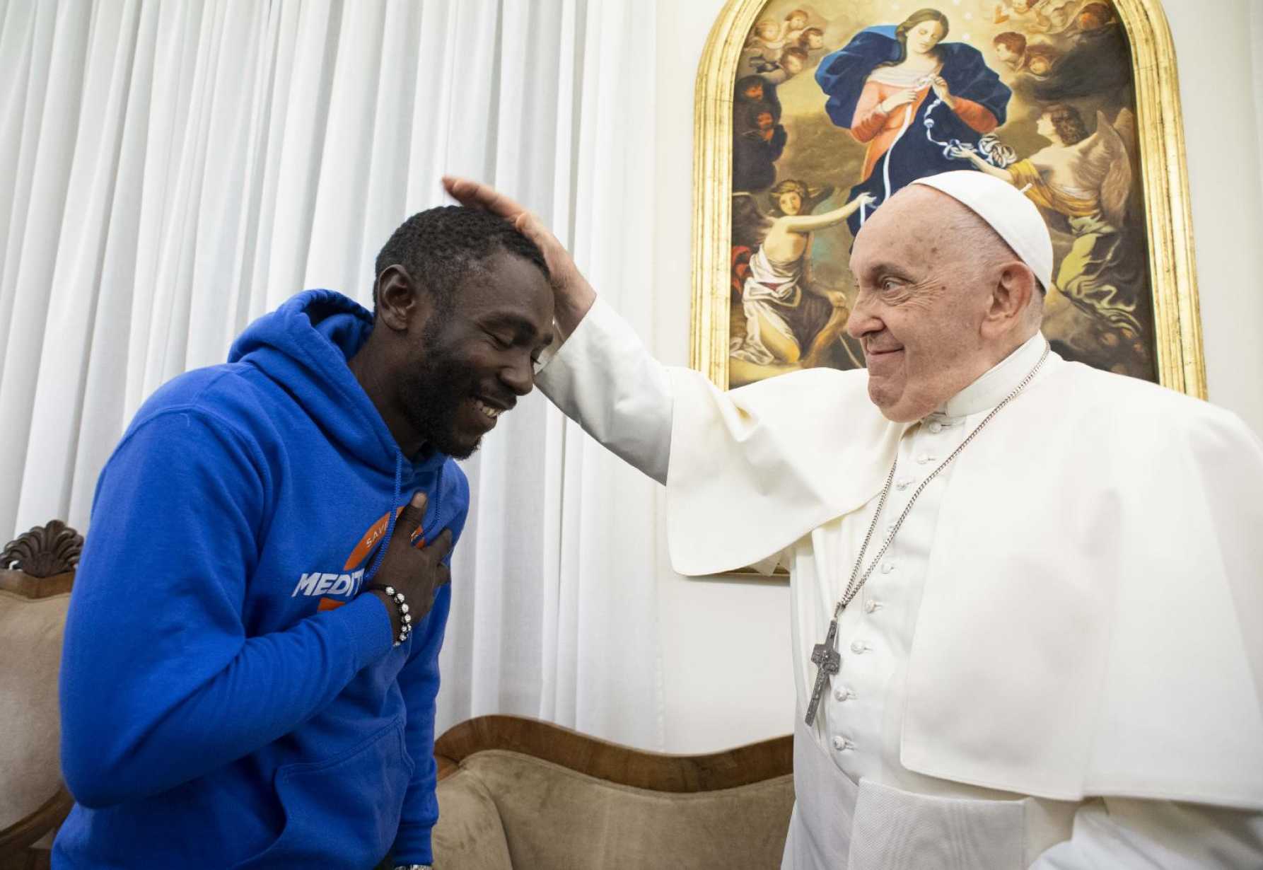 Pope welcomes migrant he's been praying for since July