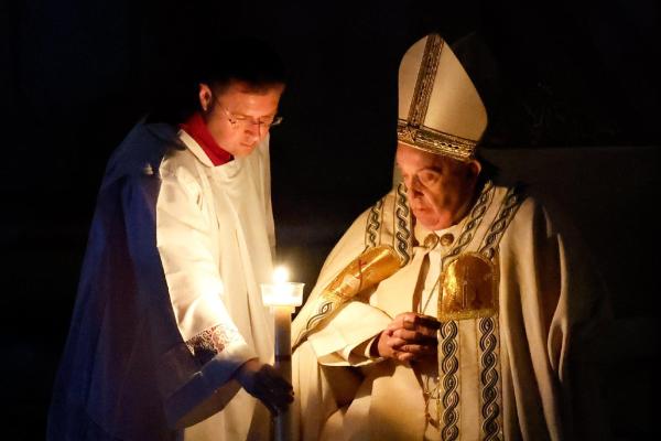 Pope Francis at the Easter vigil Mass