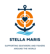 Stella Maris Logo, Anchor, Life Ring, Heart, Tagline "Supporting Seafarers and Fishers Around the World"